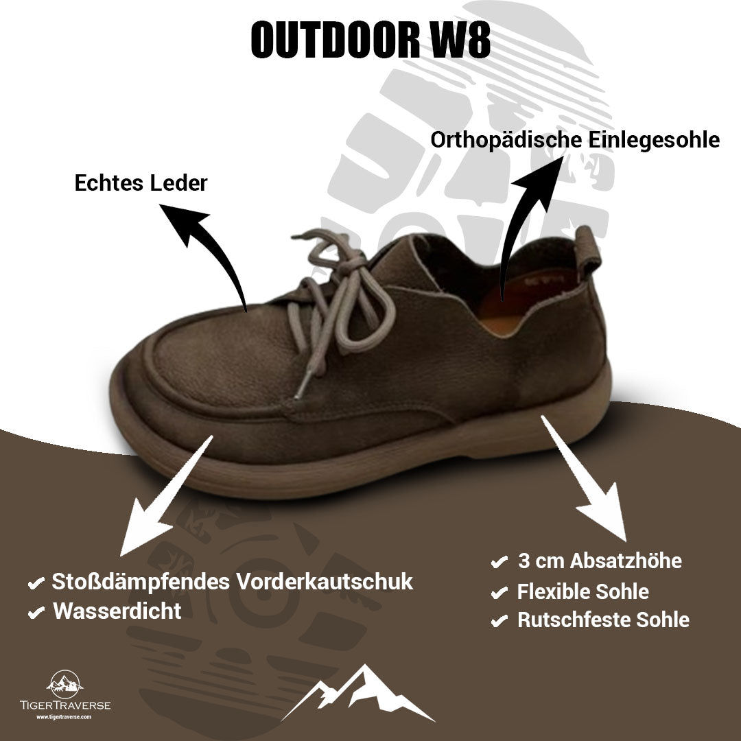 Damenschuhe im rustikalen Stil aus natürlichem Leder / OUTDOOR W8