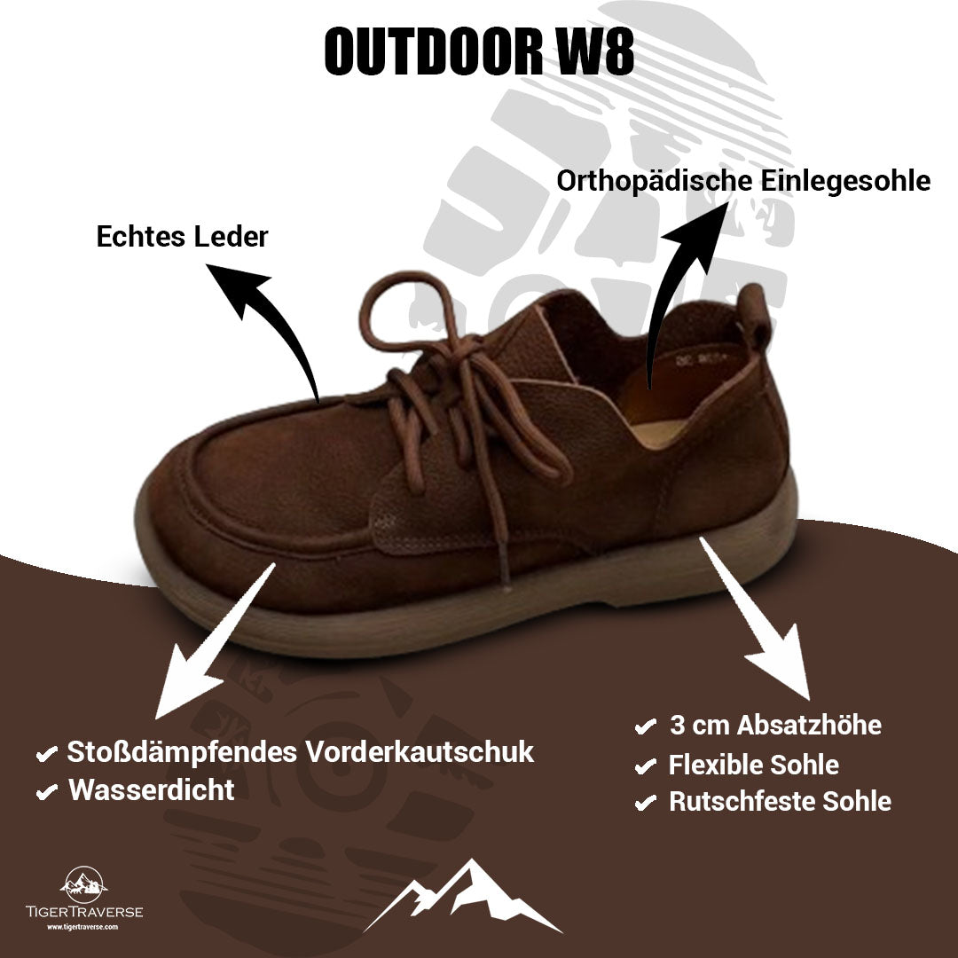 Damenschuhe im rustikalen Stil aus natürlichem Leder / OUTDOOR W8