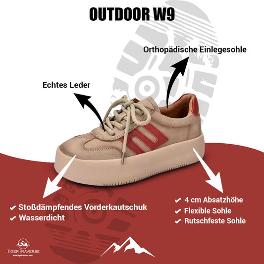 Retro-Sneaker mit dicker Sohle aus Leder / OUTDOOR W9